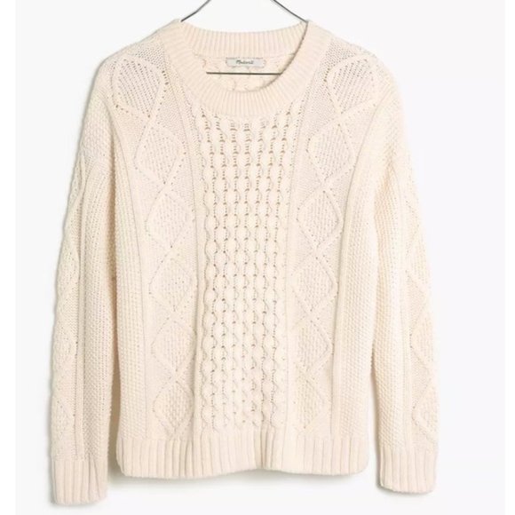 Madewell Cable Knit Fishermen Sweater XXS NWT Neutral Old Money Quiet Luxury - Picture 1 of 8
